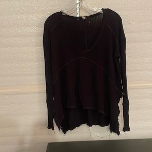 free people waffle scoop-neck thermal long sleeve